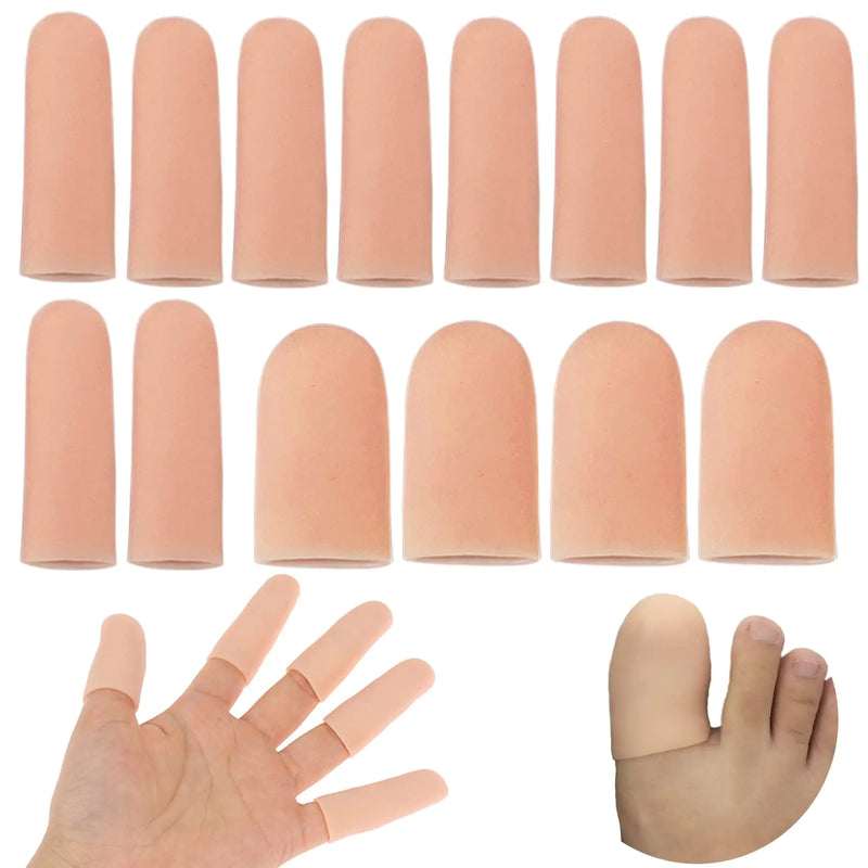 14 Pcs Silicone Finger Protectors Gel Finger Cots Finger Guard for Trigger Finger Finger Arthritis Finger Cracking Blisters Eczema and Other Finger Pain Relief