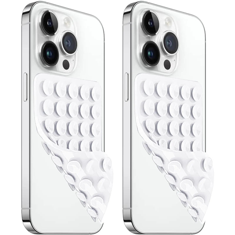 AZXYI 2 Pack Silicone Suction Cup Phone Case Mount Double Sided Non Slip Phone Accessories for Cellphone Hands-Free Strong Grip Silicon Phone Holder for Selfies and Videos (White)