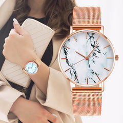 Women's Gold and Rose Gold Quartz Watch with Alloy Band
